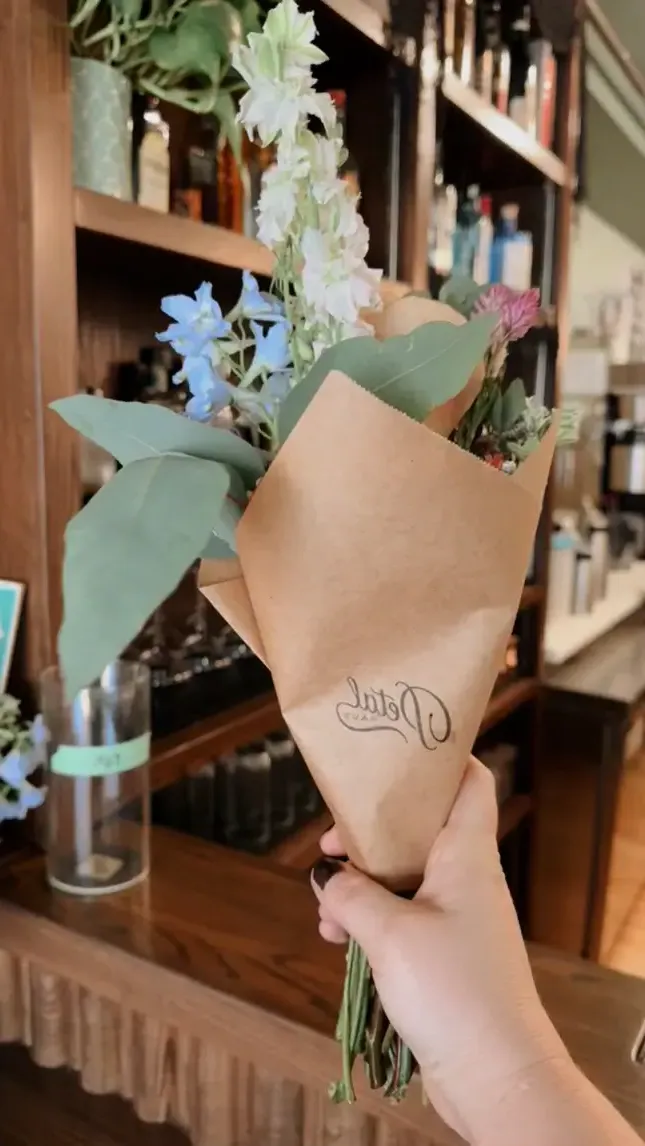 woman's hand holding a few flowers